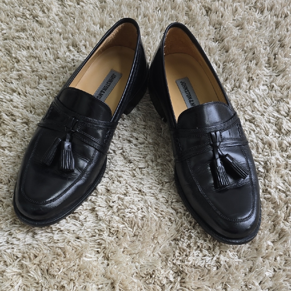 Johnston & Murphy Black Leather Tassel Loafers